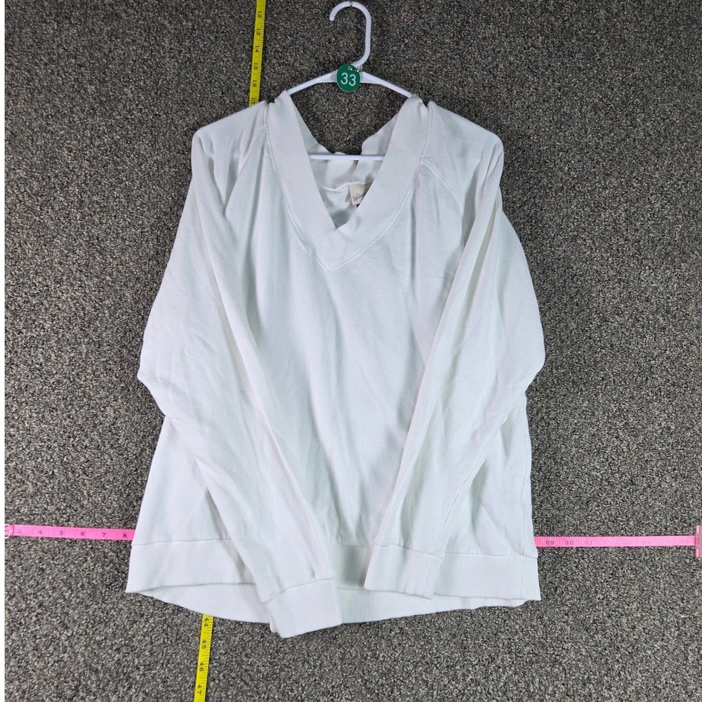 Universal Thread Sweatshirt Women XL White V-Neck Long Sleeve Relaxed Fit